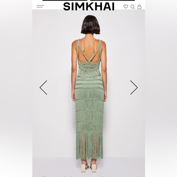 JONATHAN SIMKHAI Claudette Macrame Bralette & Cordelia Macrame Skirt S SET Jade - Picture 2 of 9